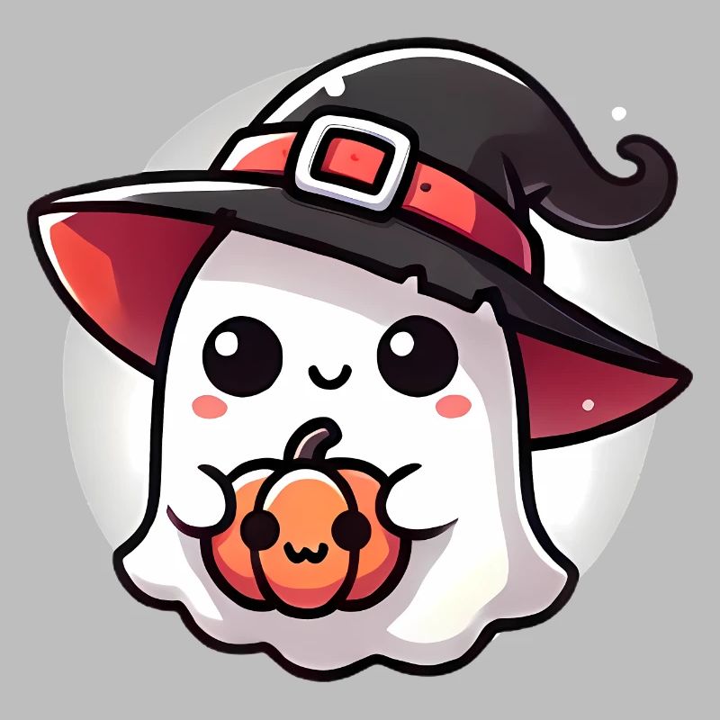 Fantôme d’Halloween mignon avec chapeau de sorcière