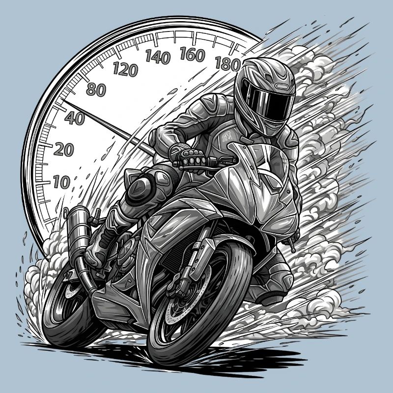 Biker, der von Geschwindigkeit angetrieben wird