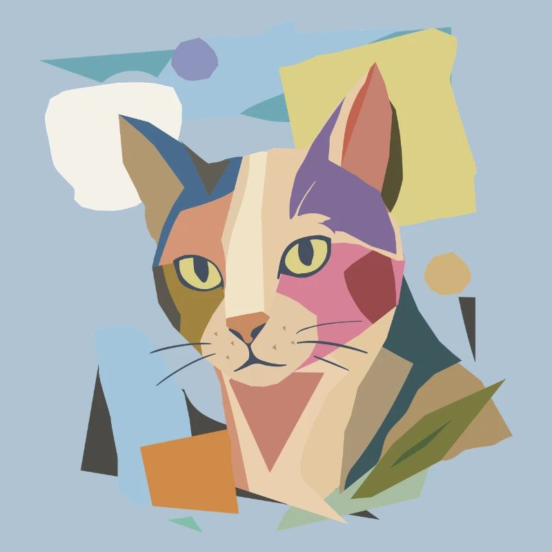 Chat abstrait dans le design moderne de bloc de couleur