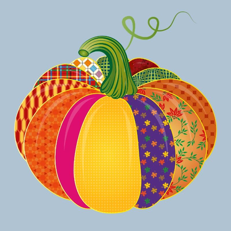 Patchwork Kürbis – Bunt gemusterte Herbstdeko