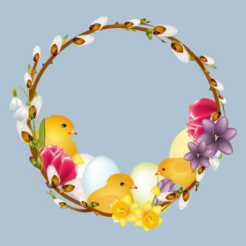 Spring wreath with chick Easter and spring motif
