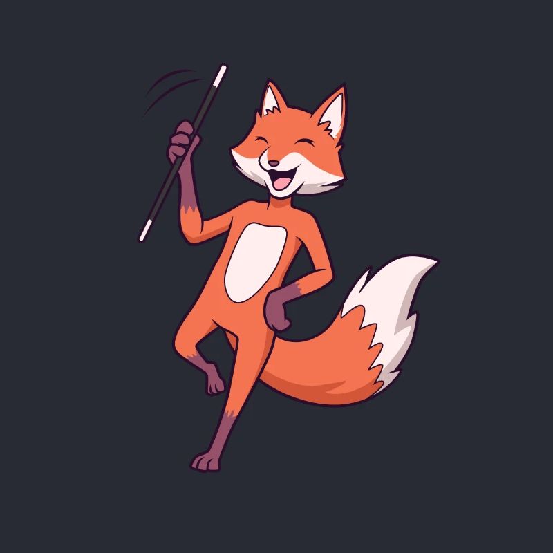 Comic fox twirling