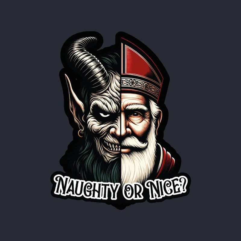 "Frecher oder netter Weihnachtsmann mit zwei Gesichtern VS Krampus
