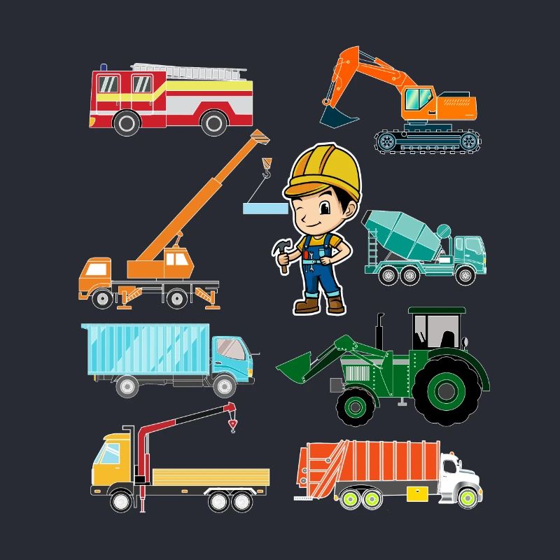 Construction vehicles fire engine construction sites baggershirt