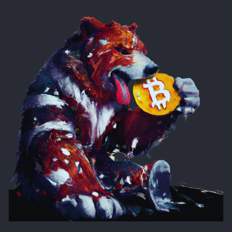 Capitalist bear eats Bitcoin cryptocurrency