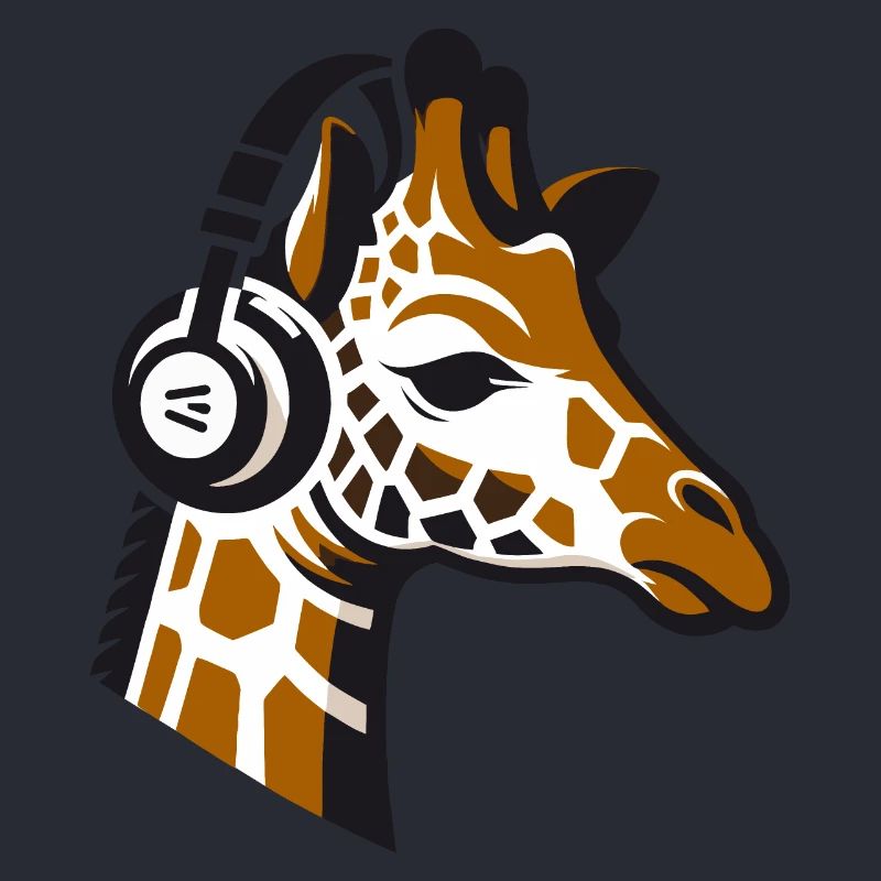 Giraffe mit Kopfhörern