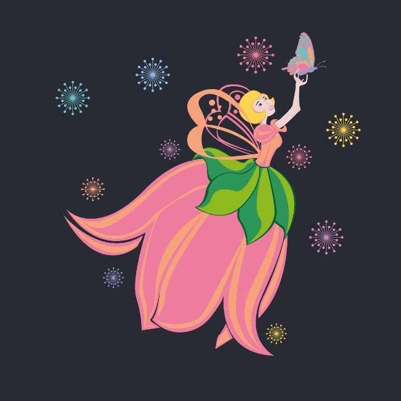 Fabuleuse fée des fleurs avec papillon
