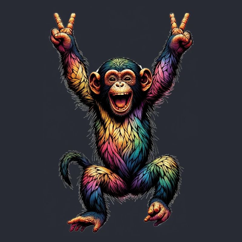 Rainbow Monkey Drapeau arc-en-ciel Rainbowcore