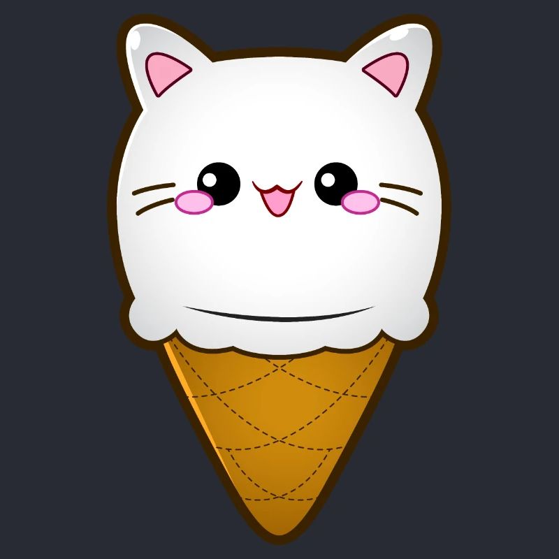 Ice Cream Cat Eiscreme Eis Katze Vanille Eiskugel