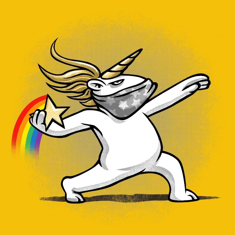 Einhorn wirft einen Regenbogen