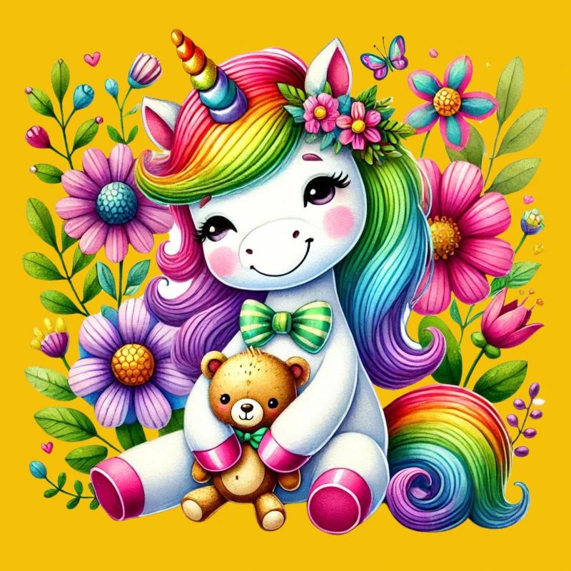 Regenbogen Einhorn Blumentraum
