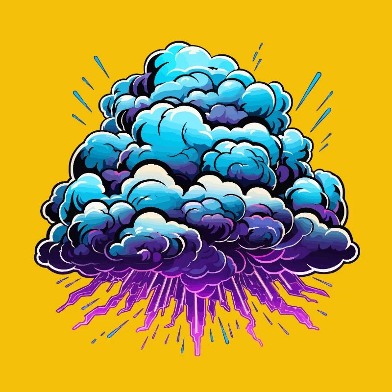 Blue Cloud Pop Explosion de néon
