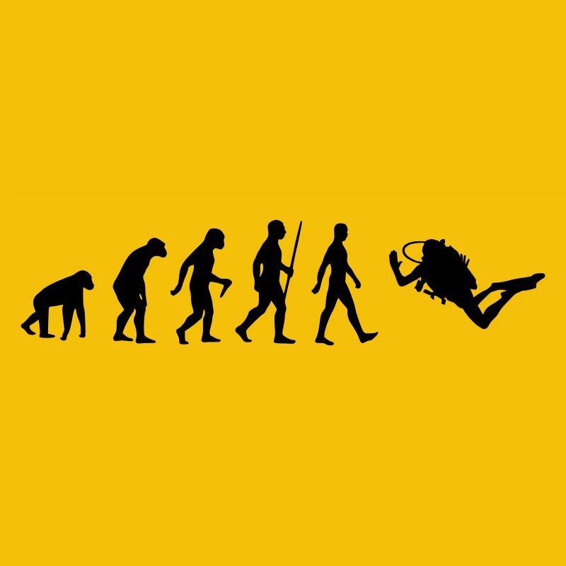 Evolution human monkey diver diving scuba diving