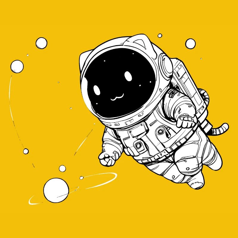 Drôle de chat galactique flottant dans l’espace