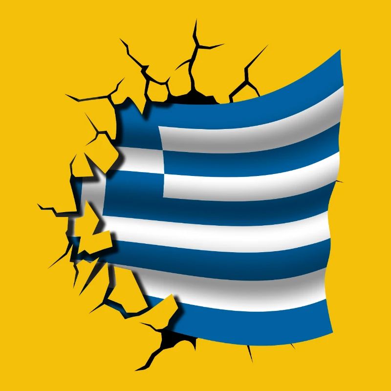 Drapeau de la Grèce - Grèce - Drapeau Broken Design