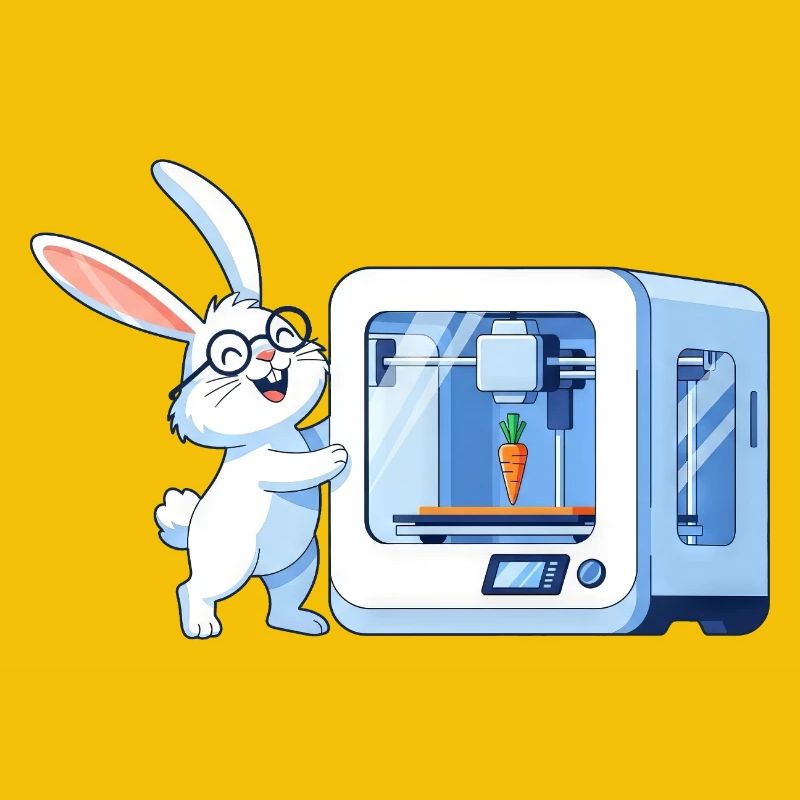 Funny Rabbit Nerd Programmeur Imprimante 3D