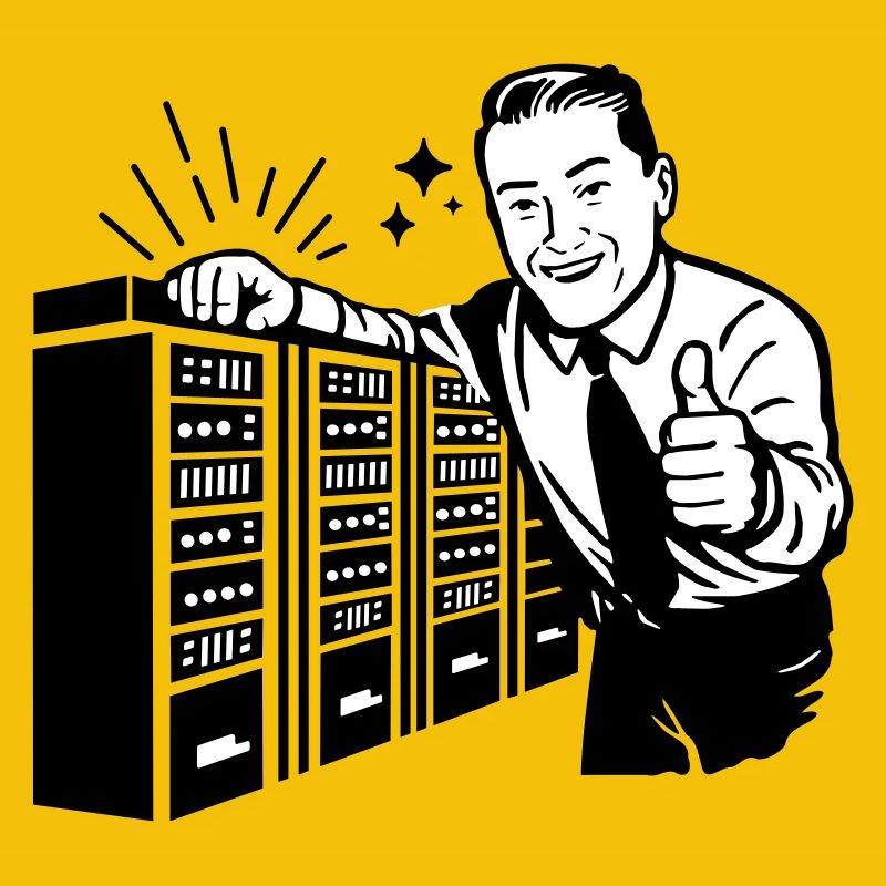 Retro IT-Admin lächelt – Vintage Tech Support