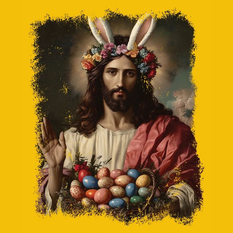 Jesus Christ at Easter with Easter eggs