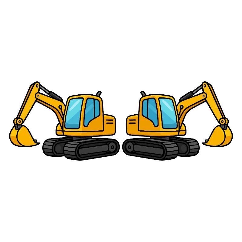 Silhouette de machine de construction double