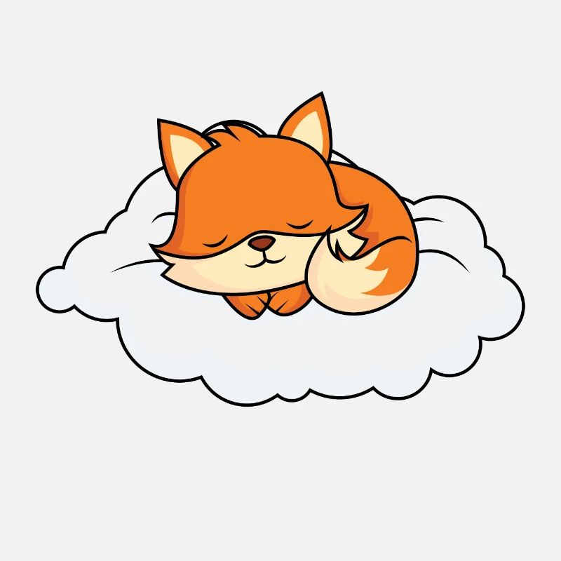 Little fox sleeping on cloud