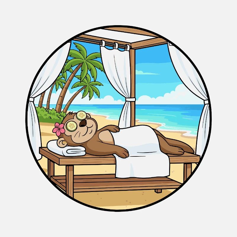 Beach Spa Monkey Ape Relaxing Art