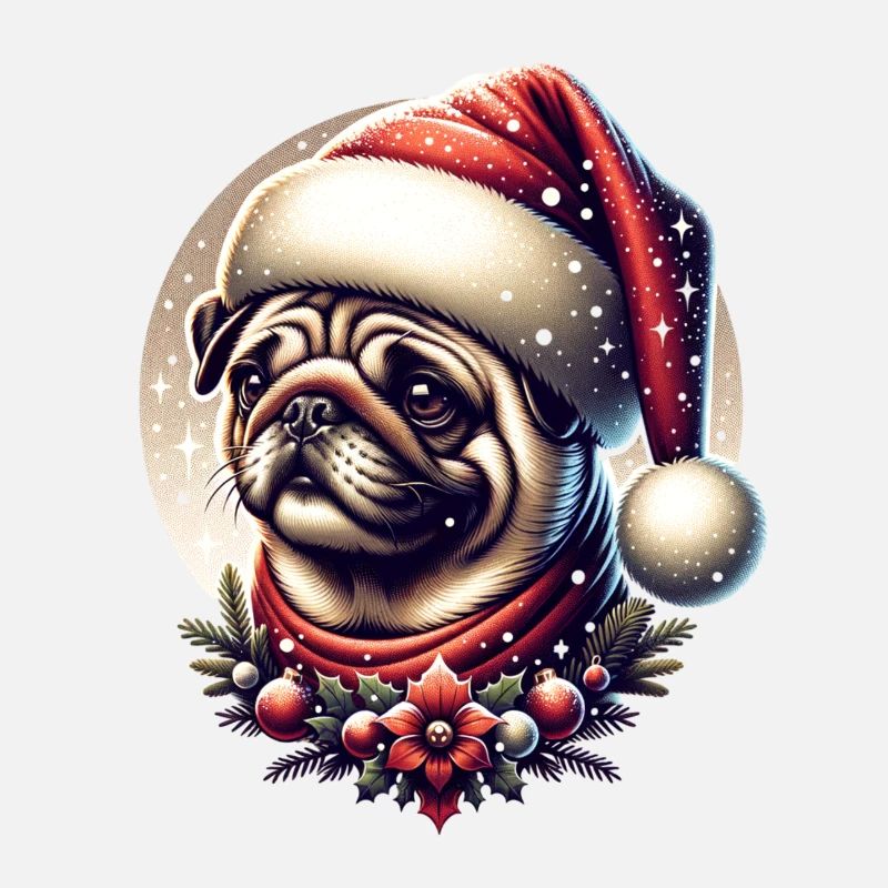 Weihnachts Mops Schneefall