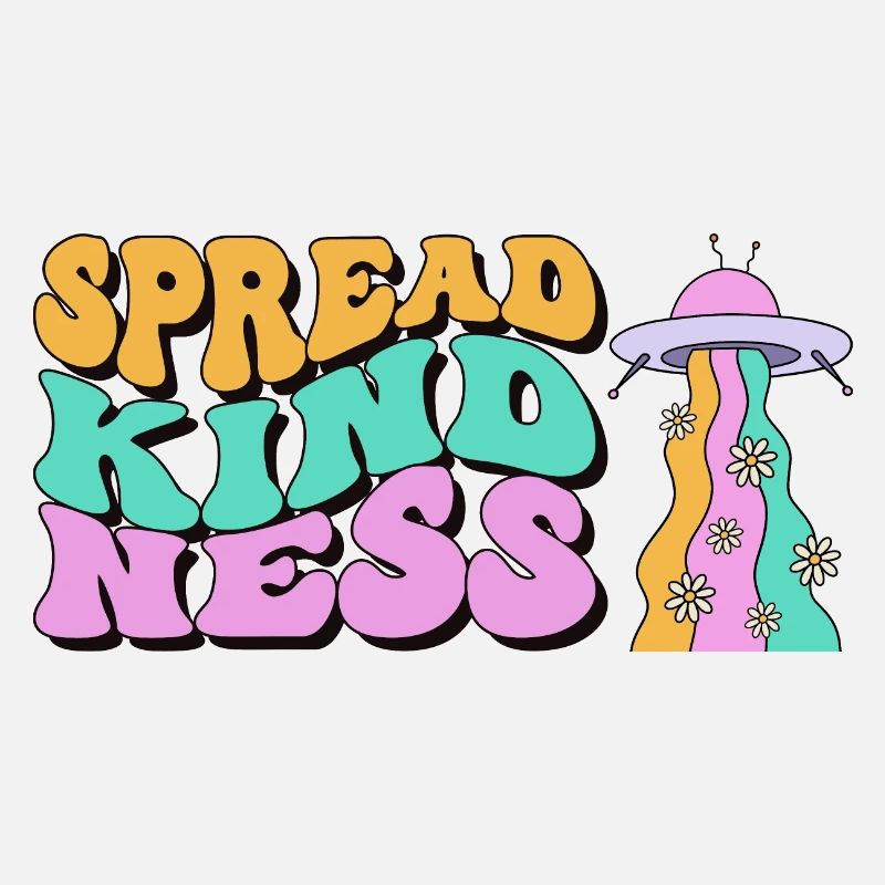 Spread Kindness Script with Colorful UFO Rainbow