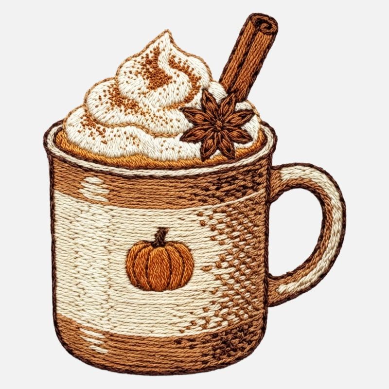 Pumpkin spice latte dans un style brodé (imprimé)