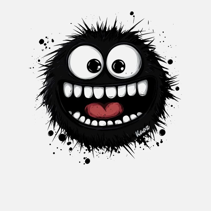 Funny wool monster with big teeth