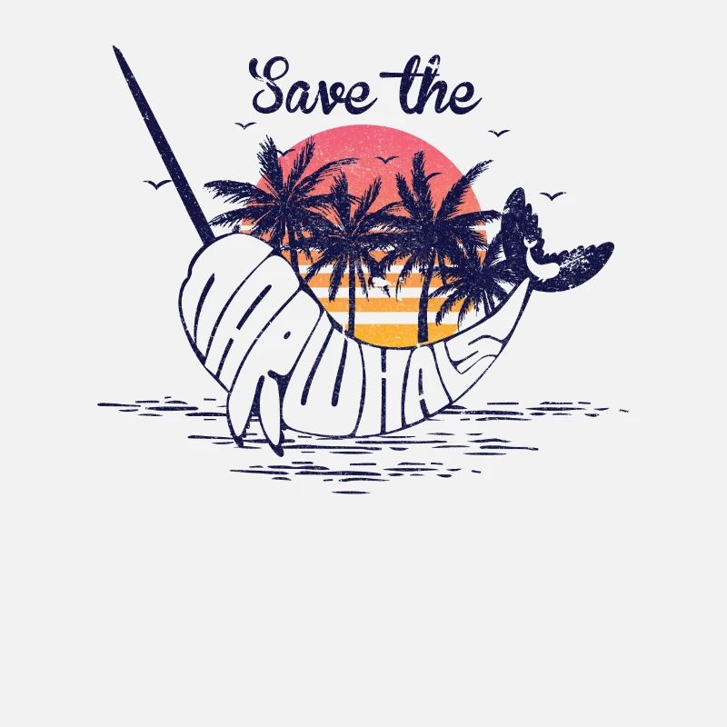 Speichern Sie das Narwhals Design. Retro Style Narwal
