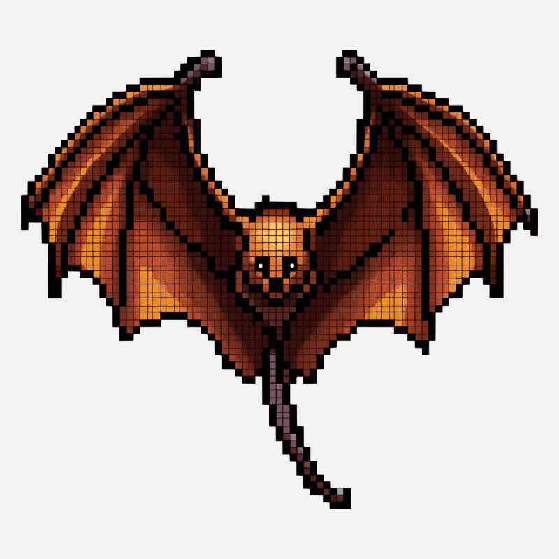 Flying fox in minimalist pixel graphics