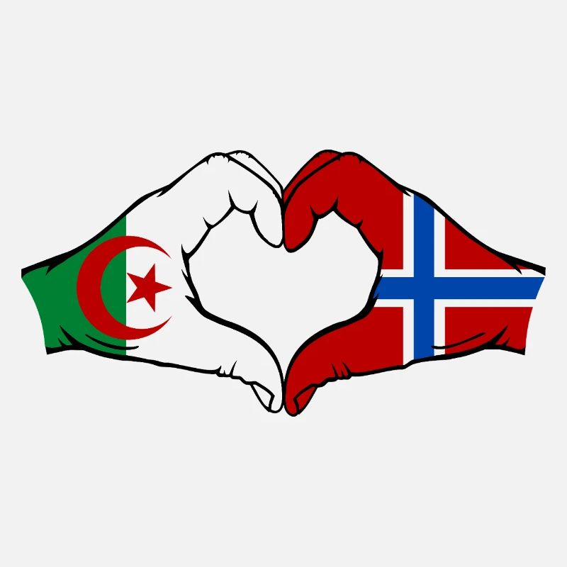 Algérie Norvège Drapeau Mains Coeur Forme
