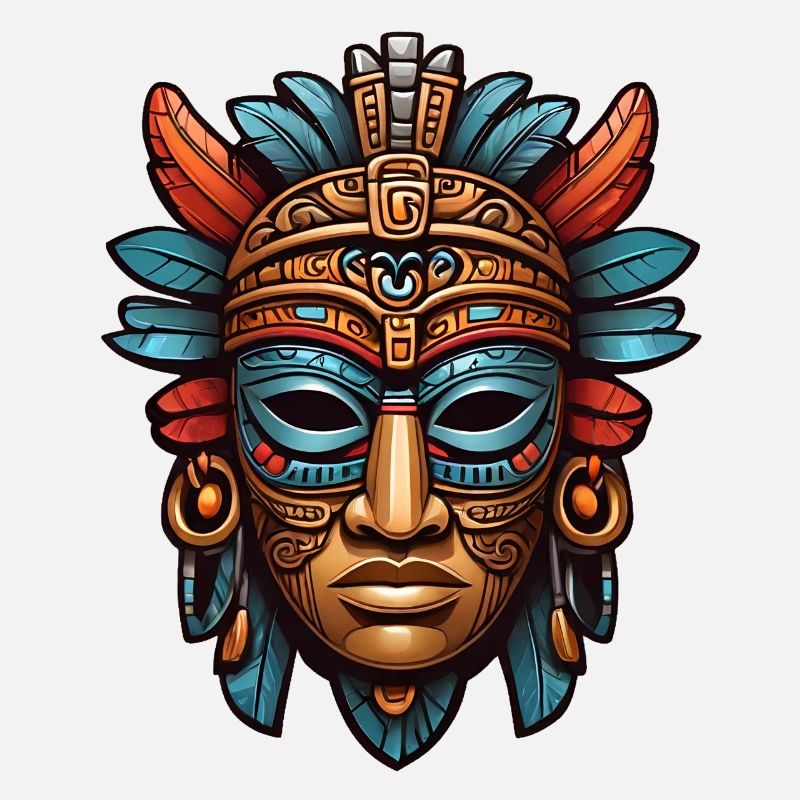Sculpté orné aztèque, maya, masque inca
