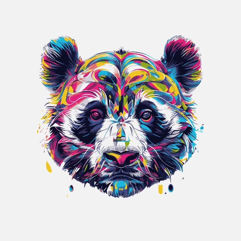 Bunter Panda Kopf Farbexplosion