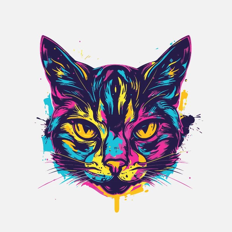 Cat Splatter Paint Blobs