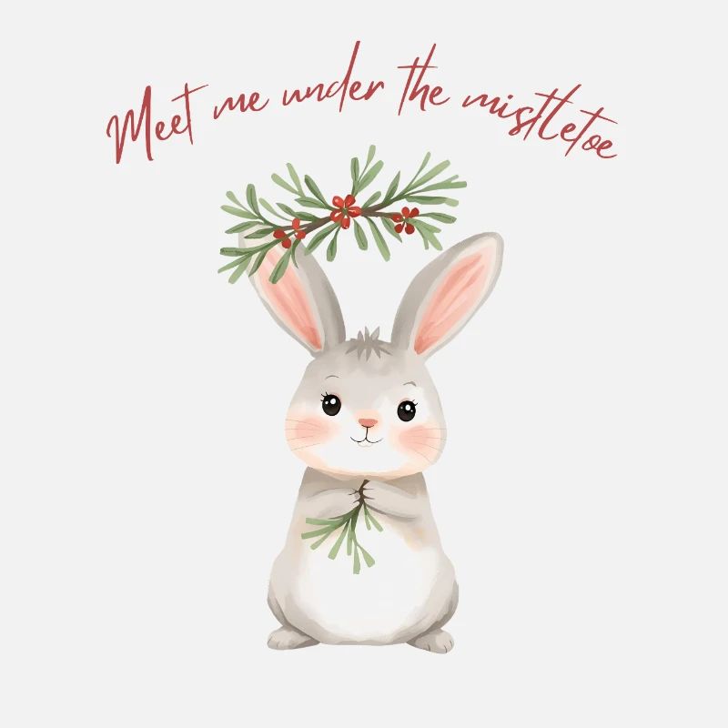 Lapin sous gui Conception de Noël