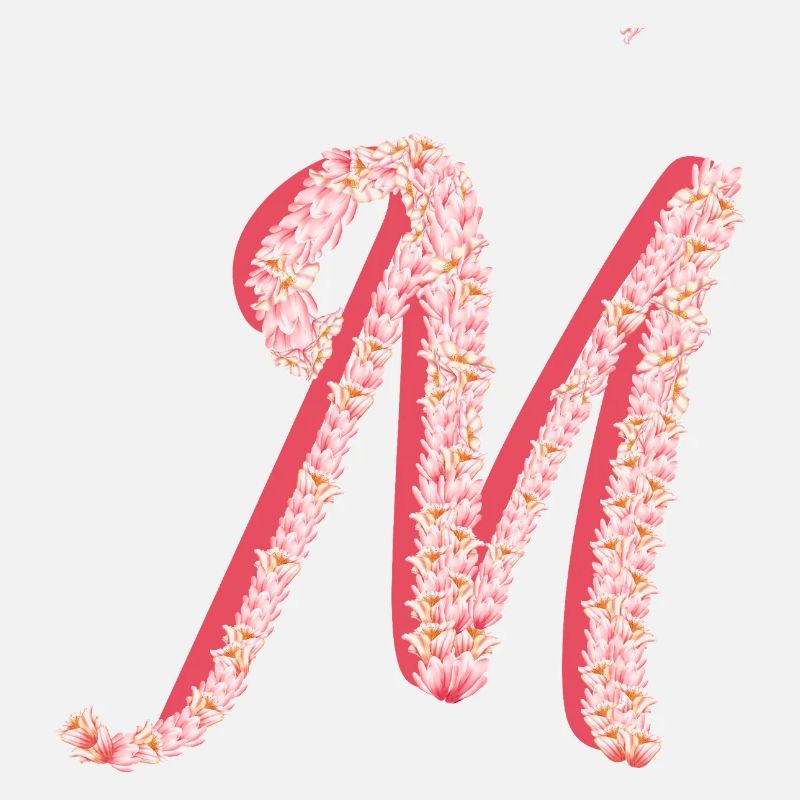 Initial M de fleurs roses