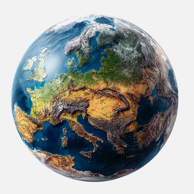 Conception du globe : paysage Europe-Asie
