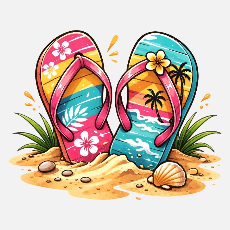Flip Flops am Strand Illustration 