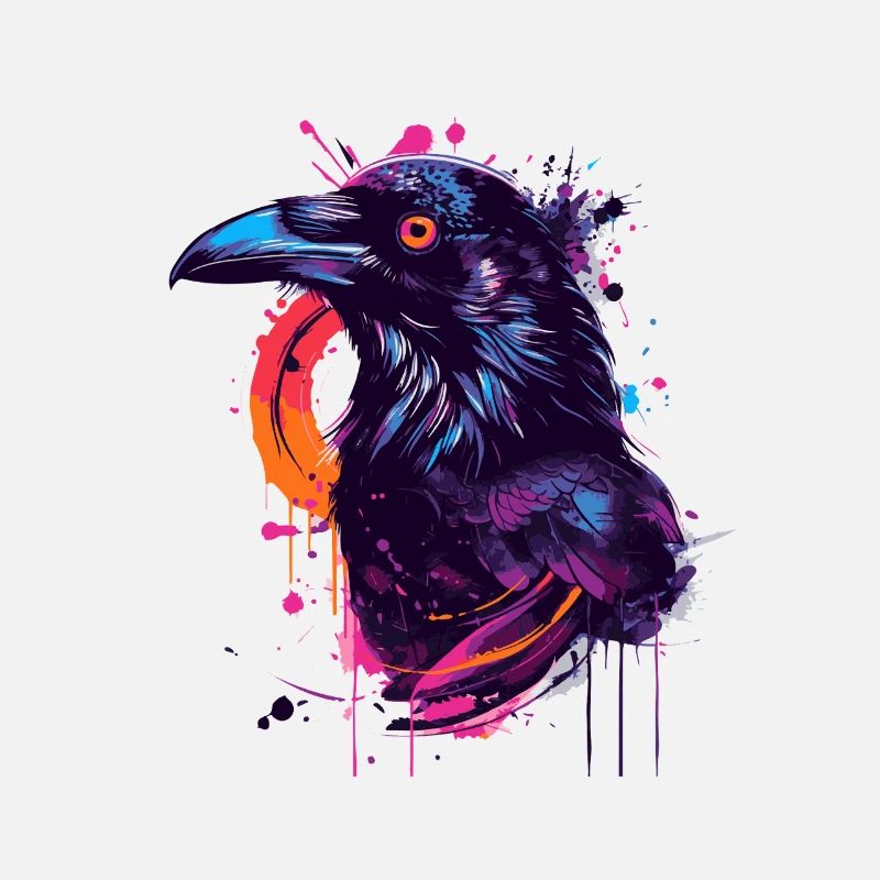 Explosion de couleur Corbeau Éclaboussure de néon