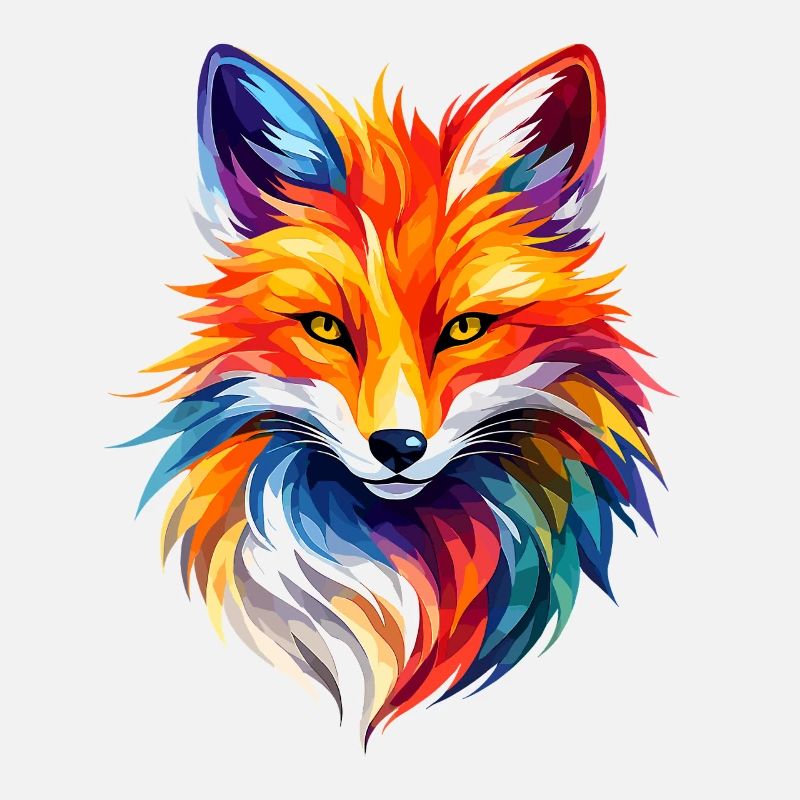Conception colorée de polygones de renard – Art moderne de renard