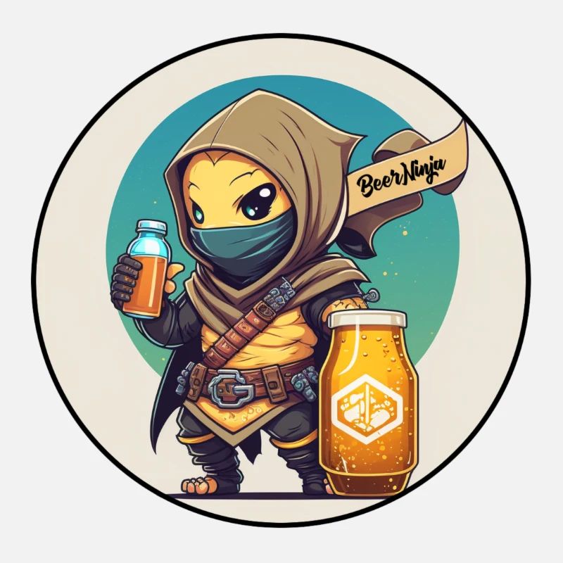 A friendly ninja with beer
