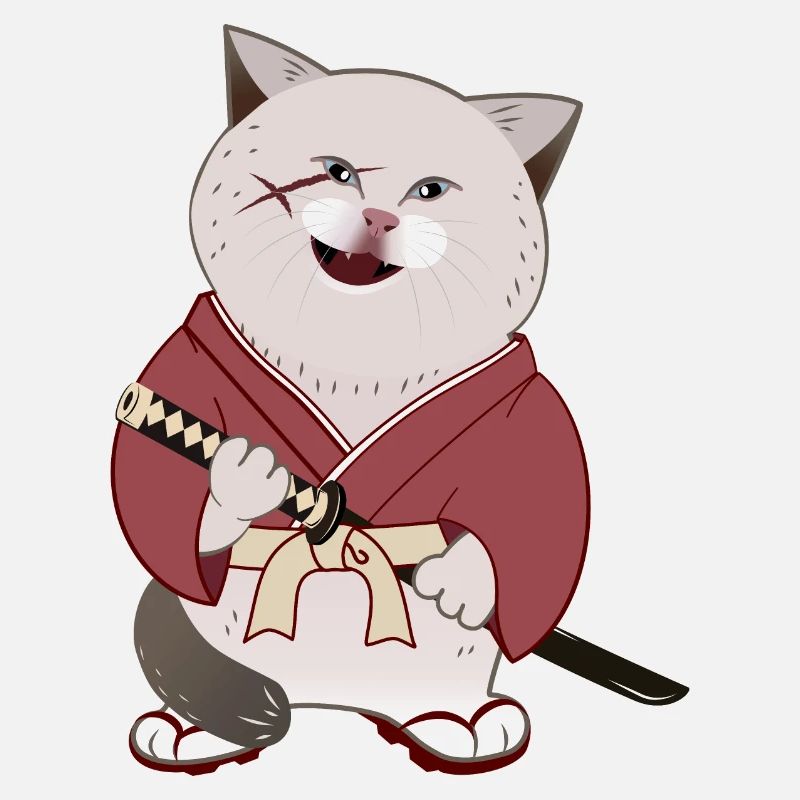 Mignon Chubby Samurai Cat tenant Katana