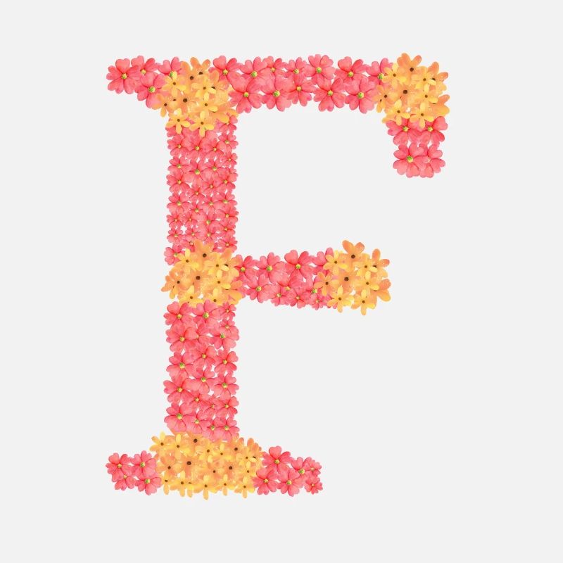 Votre initial « F » avec des fleurs