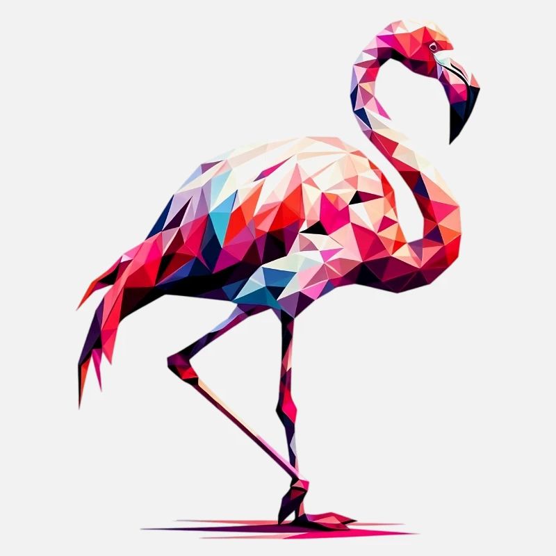 Flamant rose polygonal