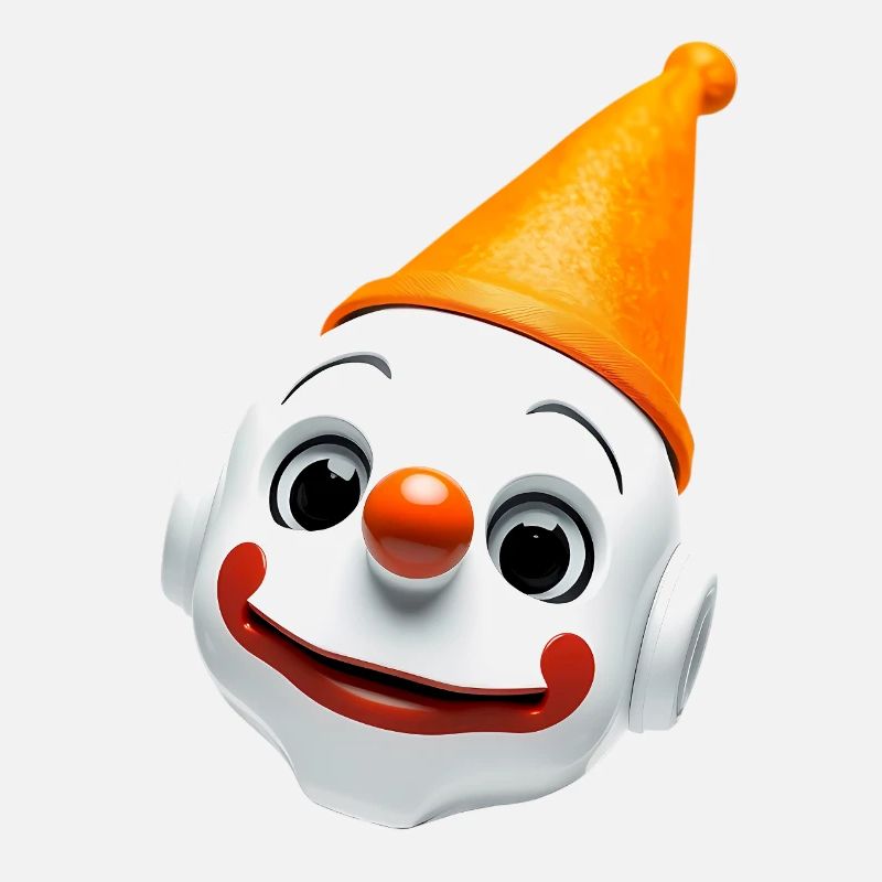 Clown face with orange hat