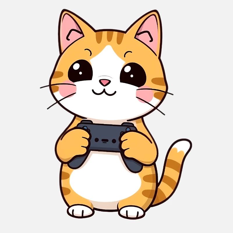 Gaming Katze mit Controller