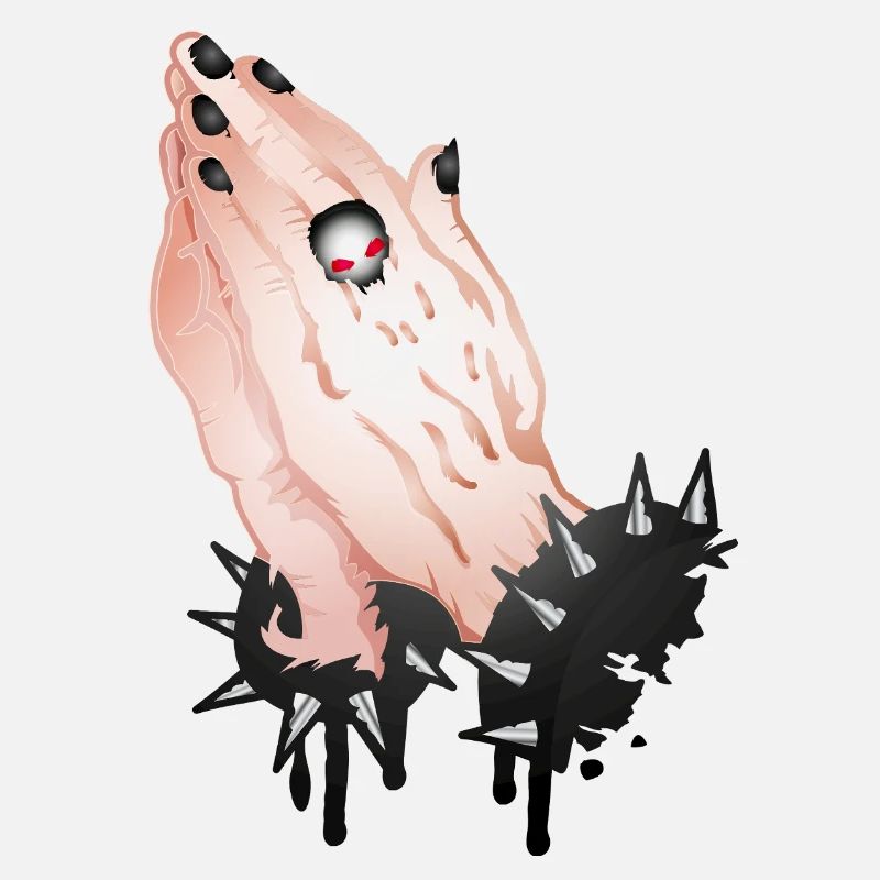 Gothic Praying Hands with Skull Ring