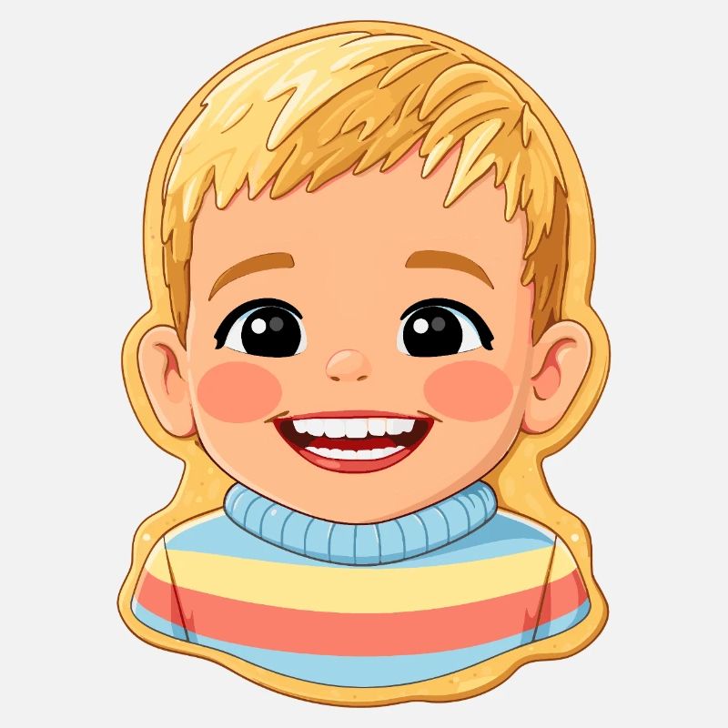 Motif biscuit : enfant joyeux avec un pull coloré