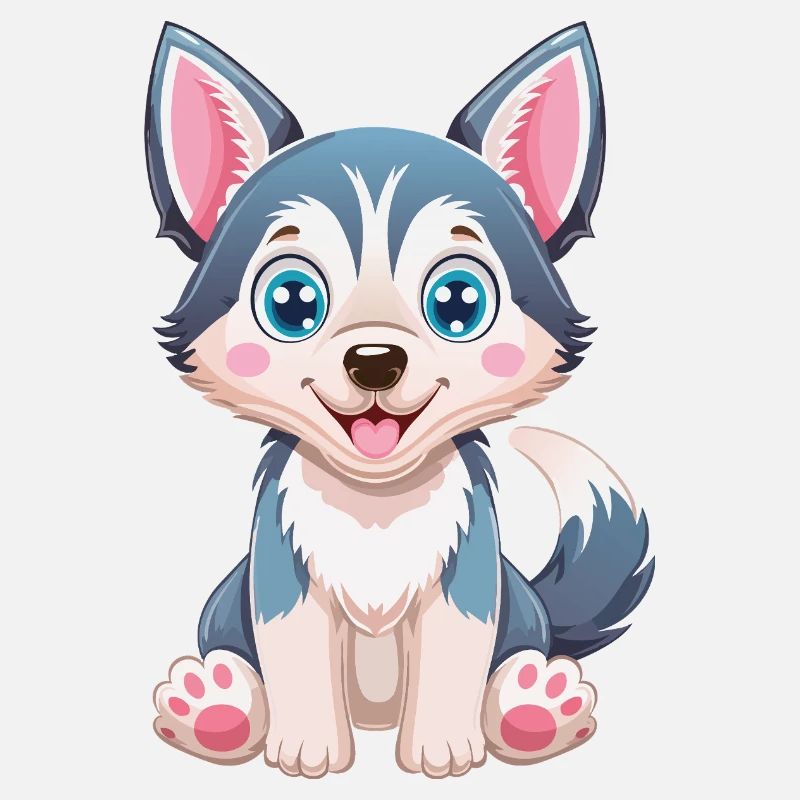 Dessin animé de chiot husky mignon